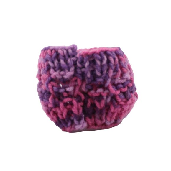 Handmade Hand Knit Dreams Purple and Pink Acrylic Mug Cozy - Picture 3 of 3